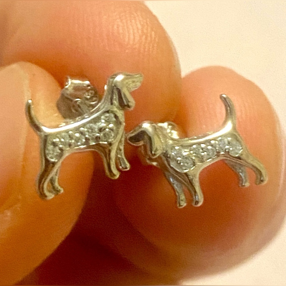 Silver Dog-Shaped Earrings. Sterling Silver
